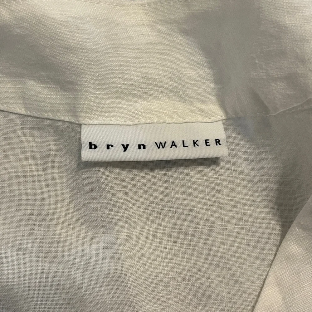 Bryn Walker white linen asymmetric wrap sleeveless tunic top - Picture 4 of 9